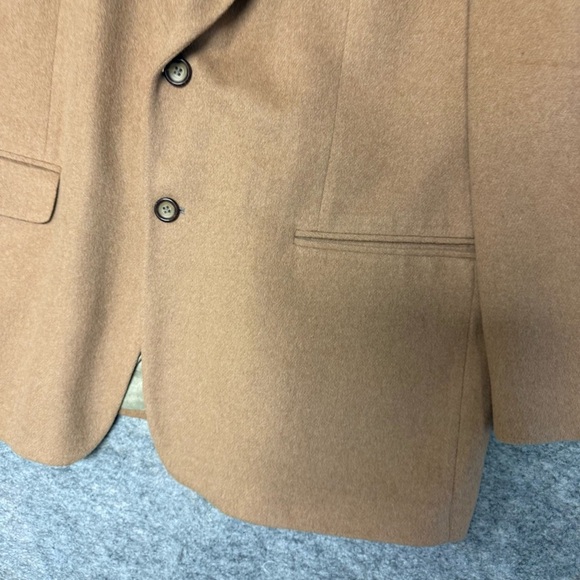 Brown Camel Tan Wool Blazer Made in Canada Classic Tailored Mens Jacket - Picture 5 of 11